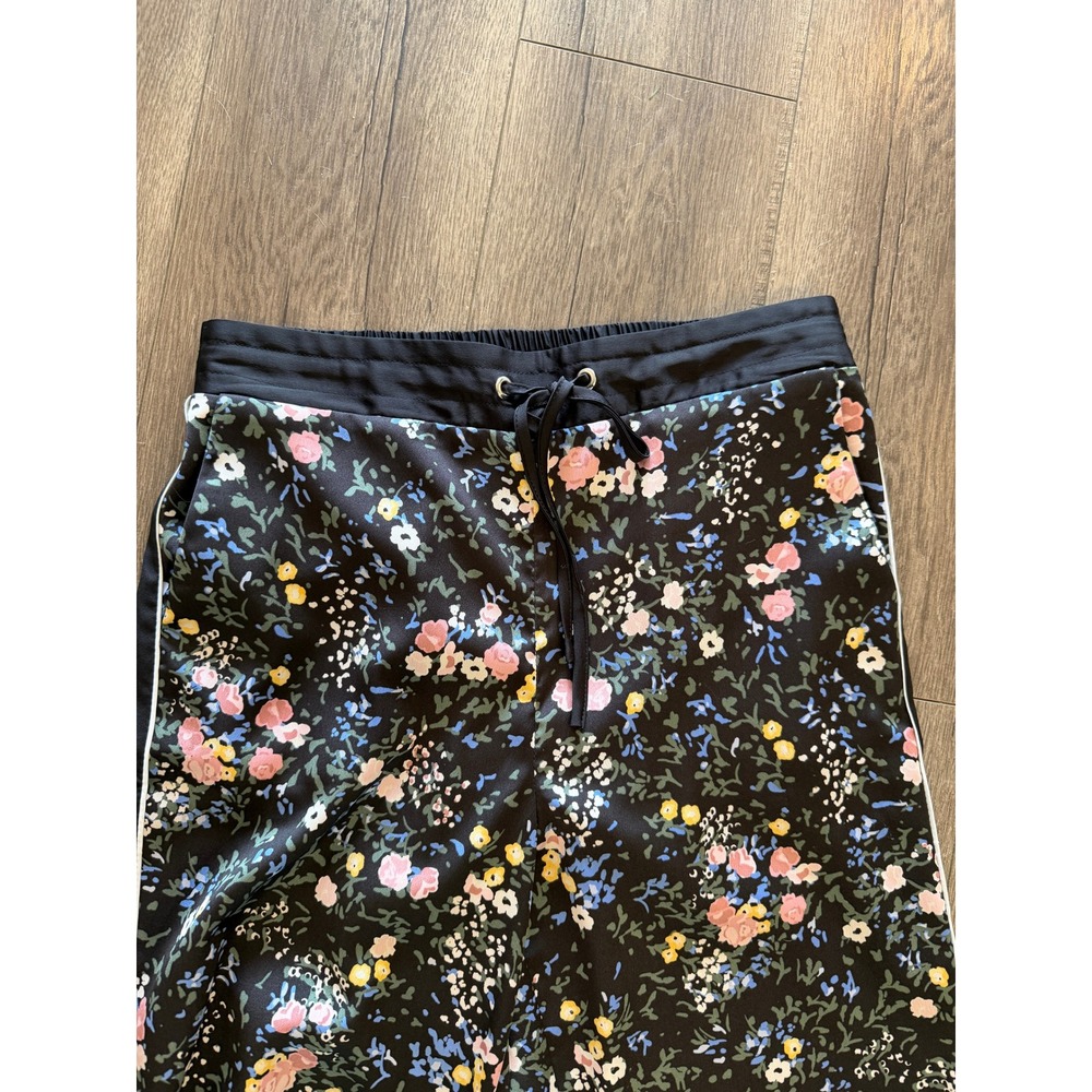 Laundry by Shelli Segal Floral Wide Leg Track Pants Black Side Stripe Small - Picture 5 of 11
